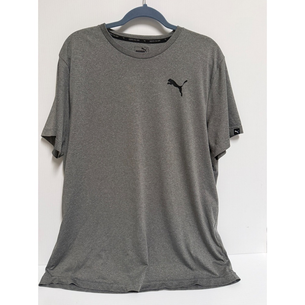 Puma Mens XXL Gray Heathered Short Sleeve Activewear T-Shirt Training Gym Tee